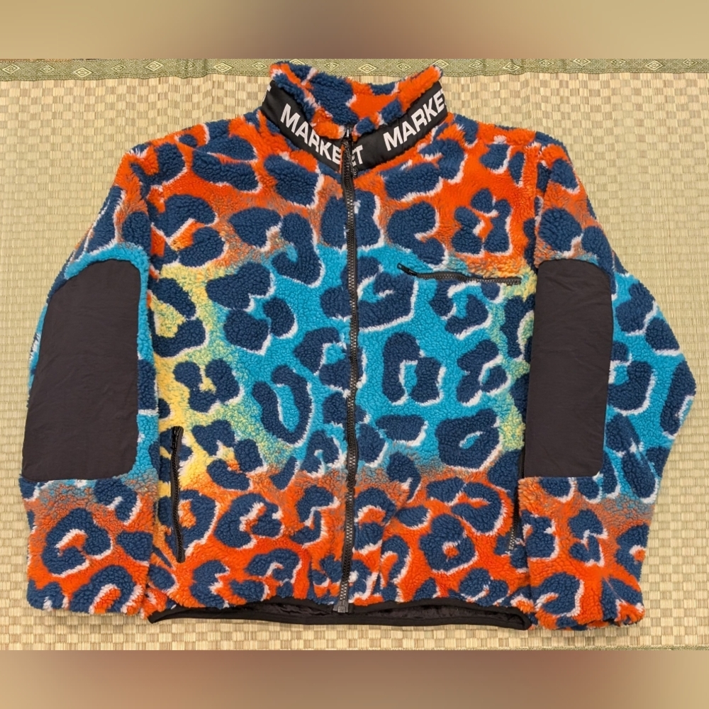 Market Animal Print Sherpa Fleece Jacket Multicolor Men's Size Large